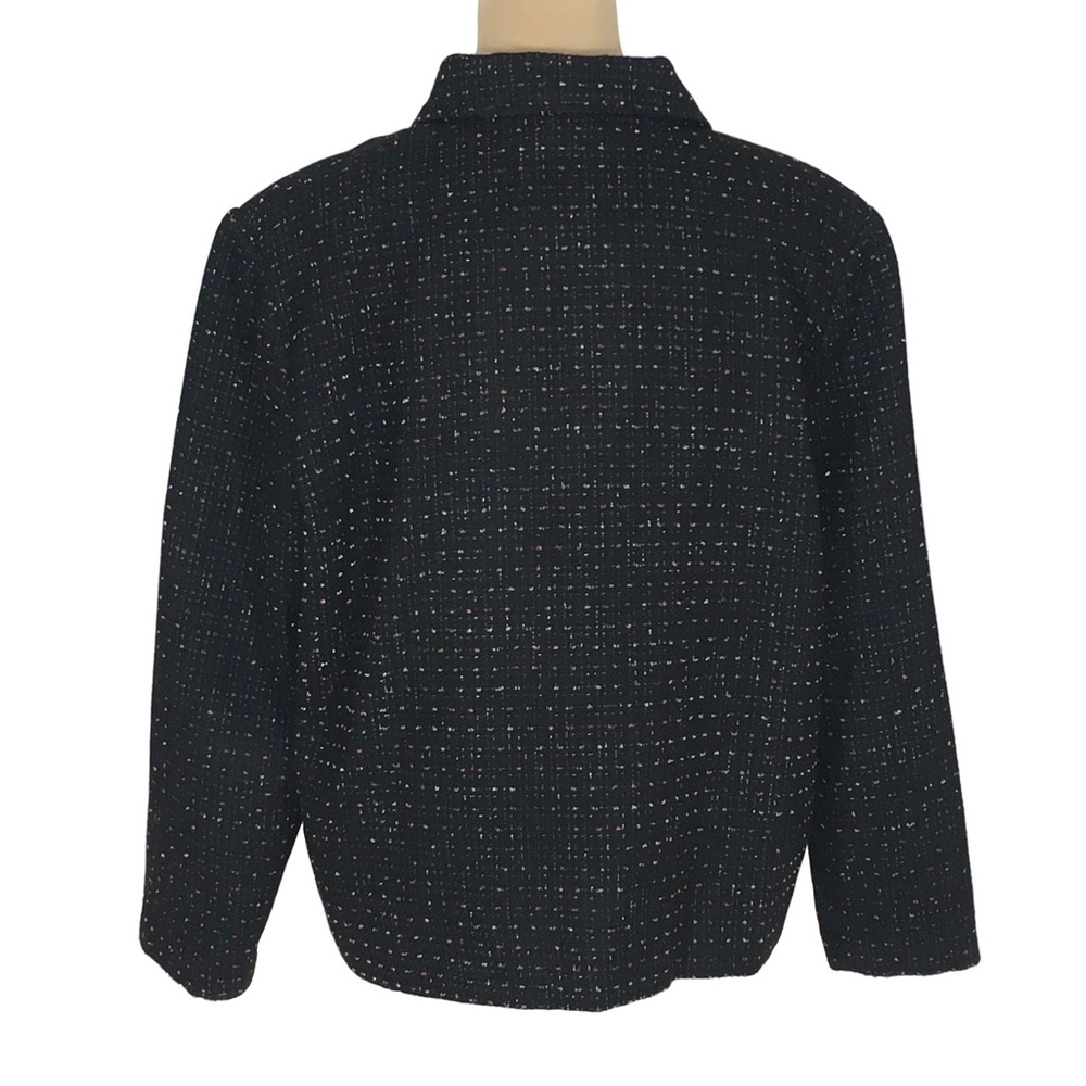 Briggs New York Black Speckled Tweed Padded Shoulder Blazer, Petite Large - Picture 3 of 8